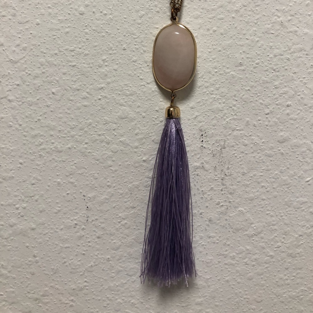 Purple and White Long Necklace